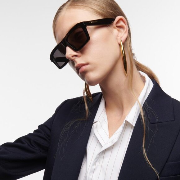 Bottega Veneta BV1213S 004 Rectangle Sunglasses - White\Grey - Picture 3 of 10